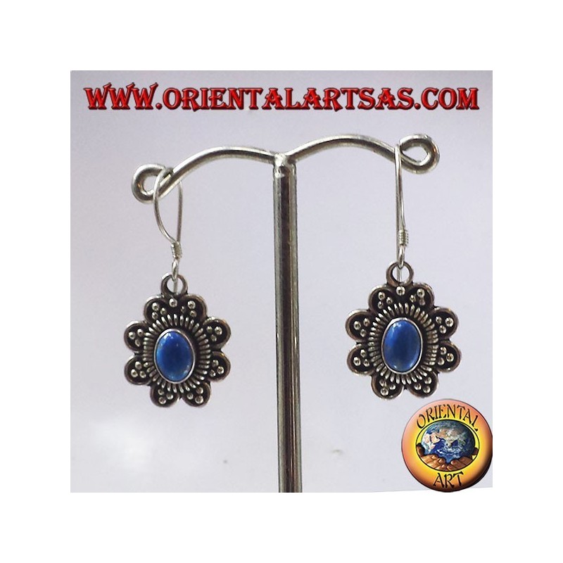 boucles d'oreilles en argent avec turquoise ovale