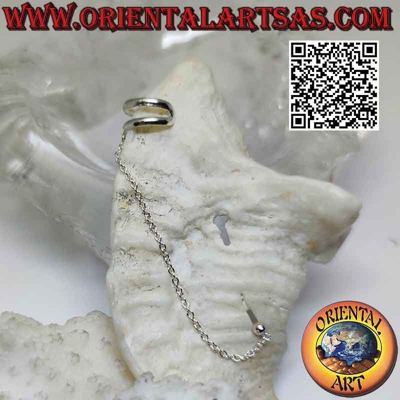 Boucle d'oreille en argent avec chaîne et point de lobe, paire d'anneaux