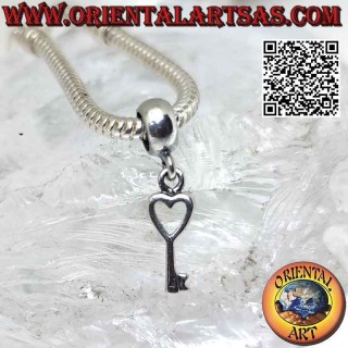 Breloques en argent 925 ‰, clé avec coeur (pendentif)