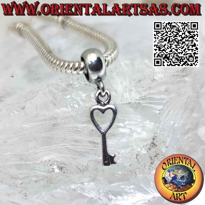 Breloques en argent 925 ‰, clé avec coeur (pendentif)