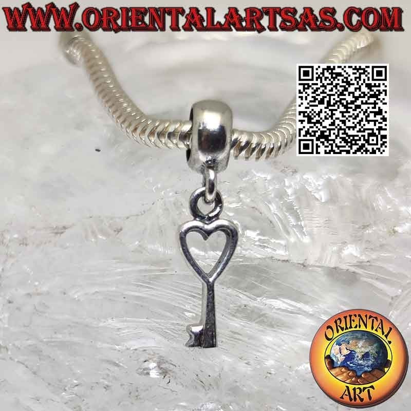 Breloques en argent 925 ‰, clé avec coeur (pendentif)