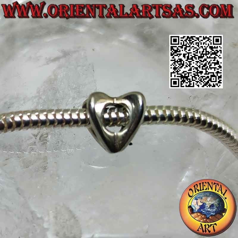 Breloques argentées en argent 925‰, le coeur en 4D