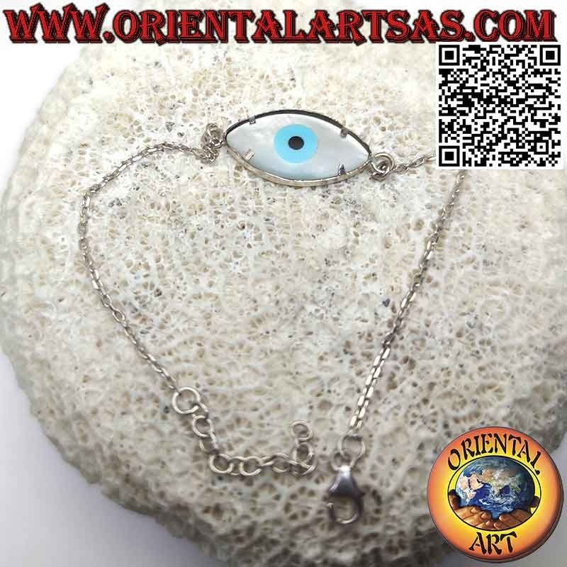 Bracelet chaîne en argent avec oeil divin central