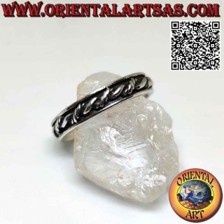 Bague Fil Tressé Rails Lisses Argent 925 4mm | Oriental Art