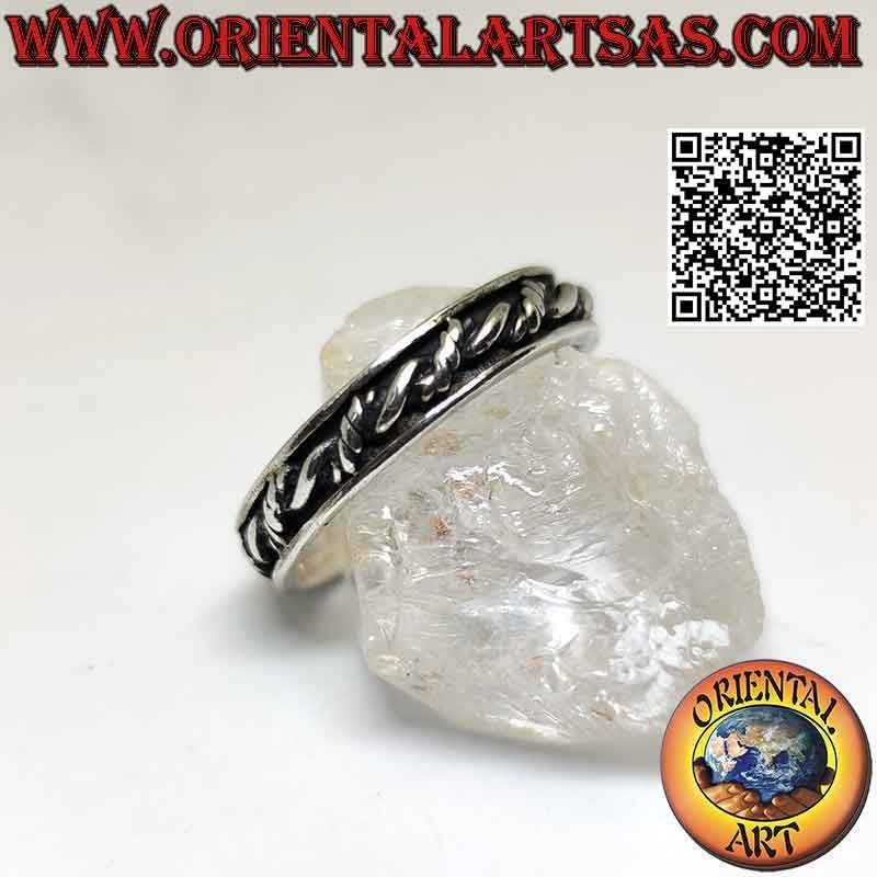 Anillo Hilo Trenzado Rieles Lisos Plata 925 4mm | Oriental Art