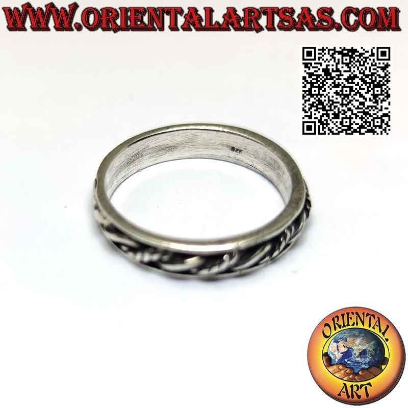 Bague Fil Tressé Rails Lisses Argent 925 4mm | Oriental Art