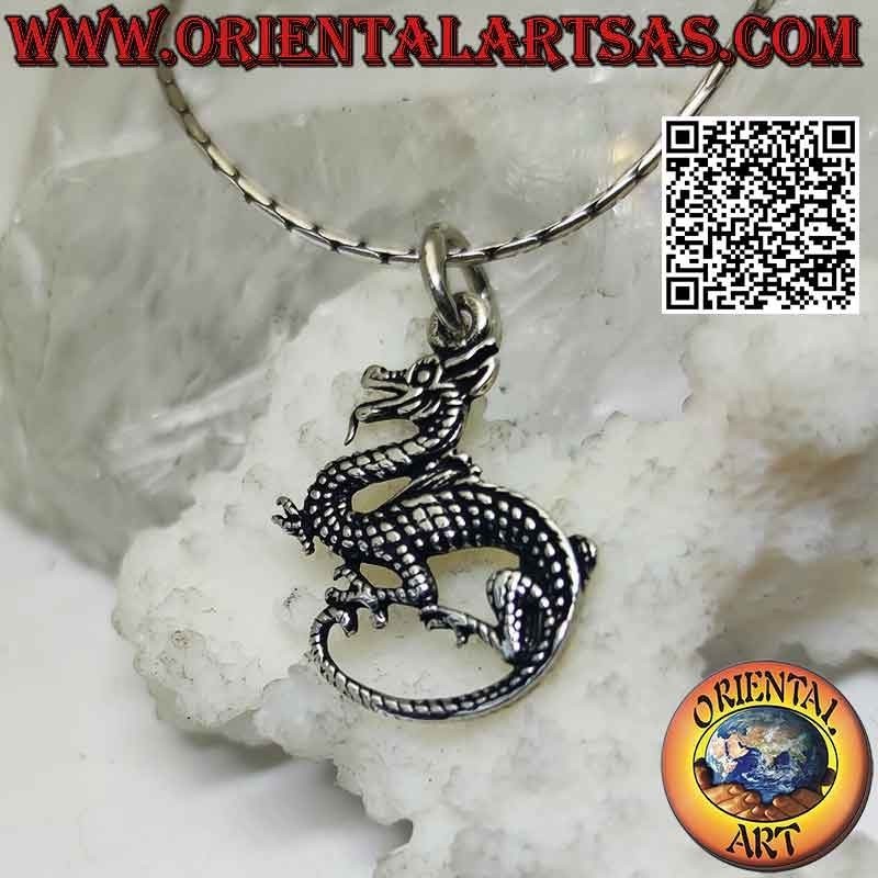 Pendentif en argent, dragon "Coccatrice" au profil pointillé