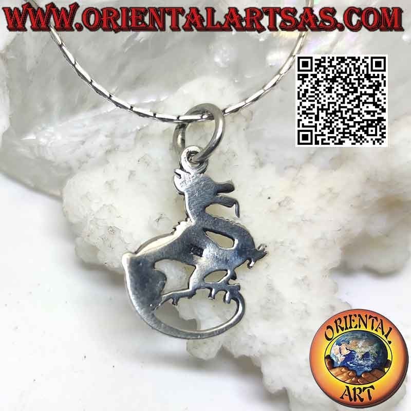 Colgante de plata, dragón "Coccatrice" con perfil punteado