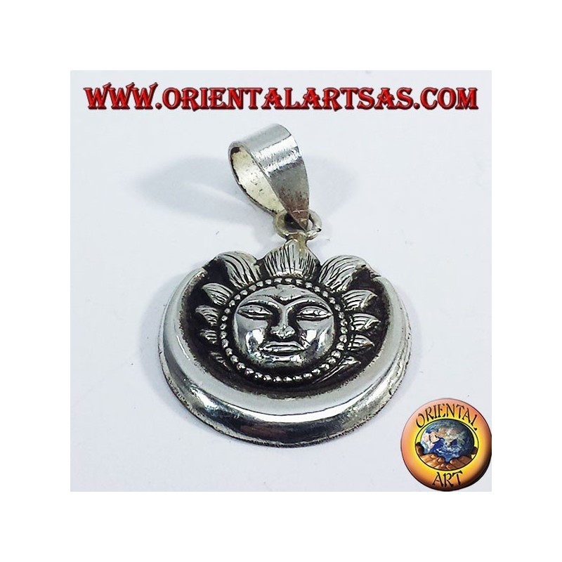Silver pendant sun moon Nepalese