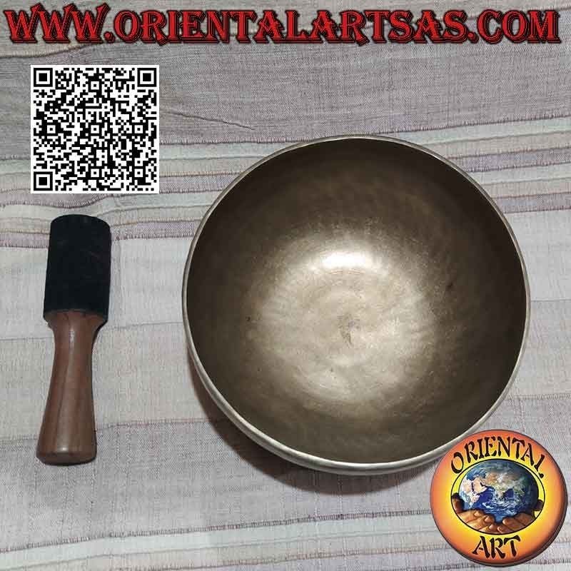 Campana tibetana realizzata a mano da una lega di sette metalli da 23 cm Ø con batacchio