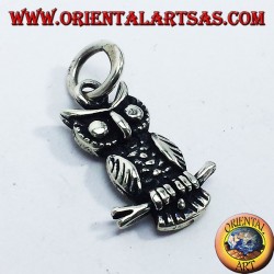 Pendentif argent, hibou sur la branche biface