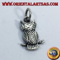Pendentif argent, hibou sur la branche biface