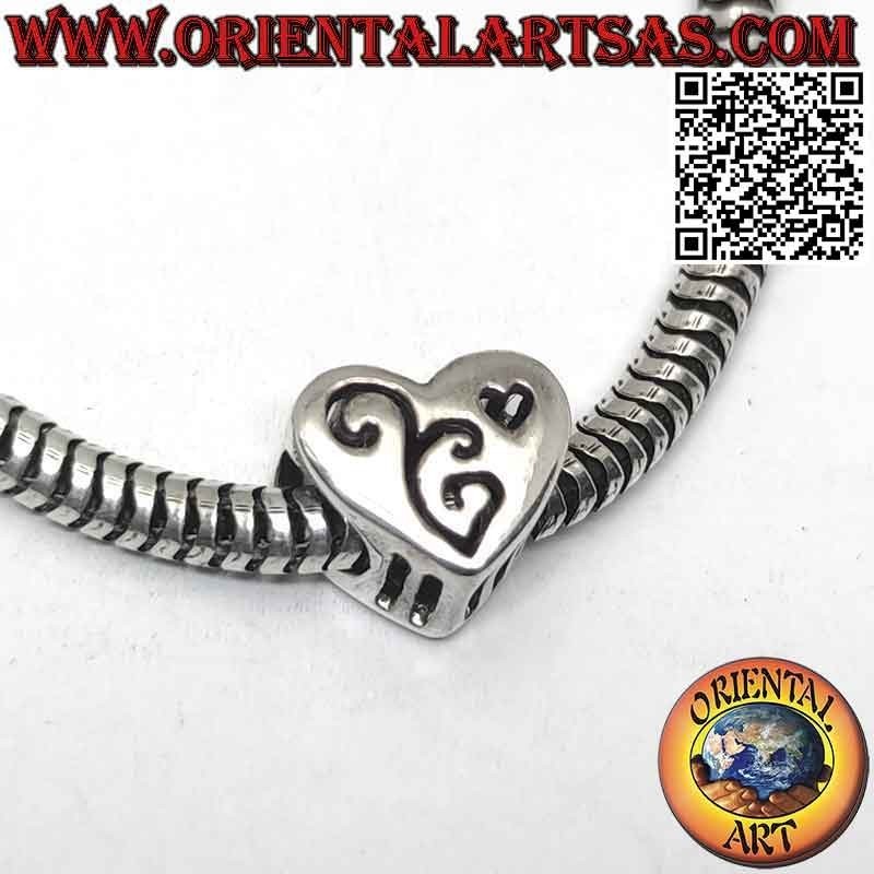Silver charms in 925 ‰ silver, the heart with openwork decoration