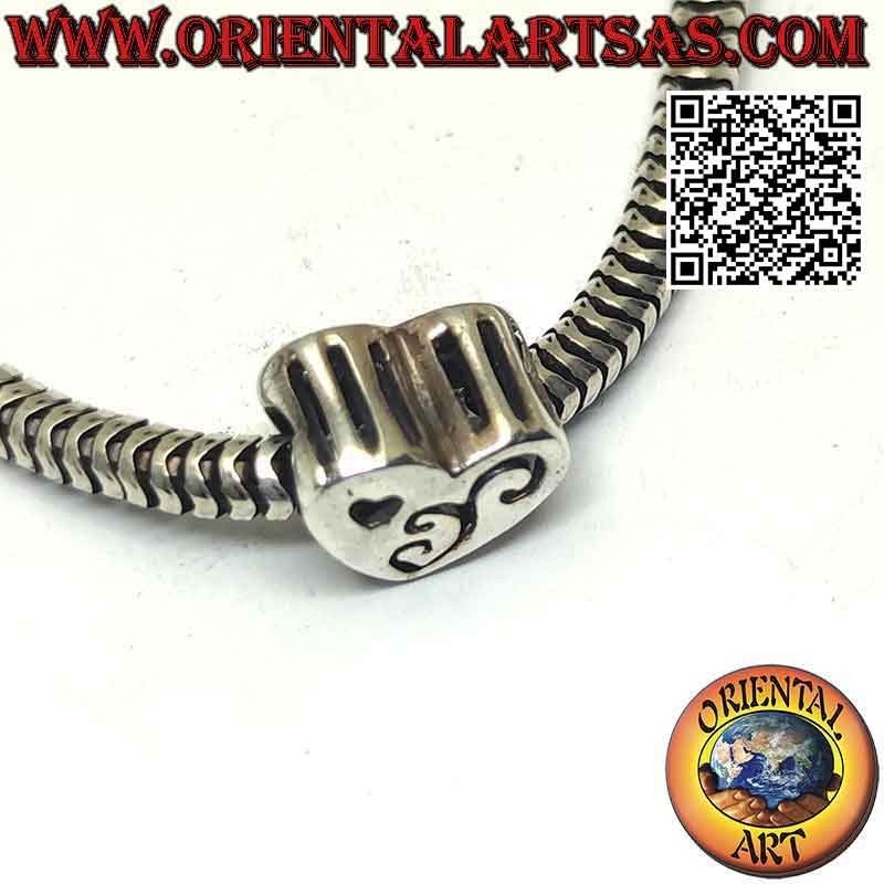 Charms in argento 925‰ , il cuore con decoro traforato