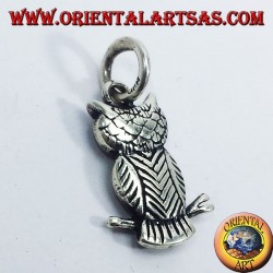 colgante de plata, búho en rama bifaciales