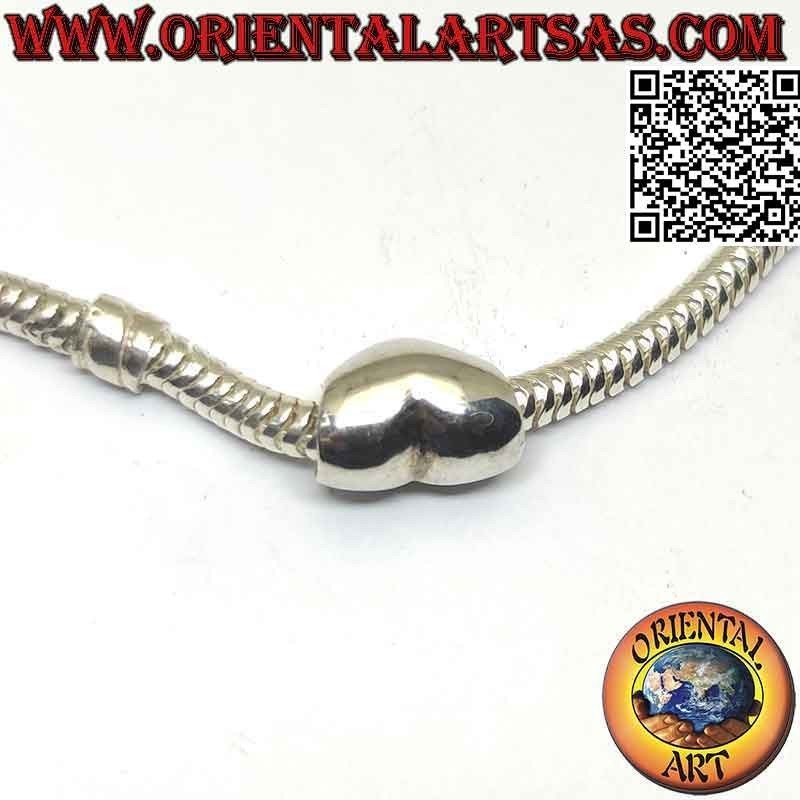 Breloques argentées en argent 925‰, le coeur arrondi lisse