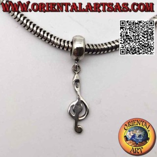 Breloques argentées en argent 925‰, la clef de sol ou clef de sol (pendentif)