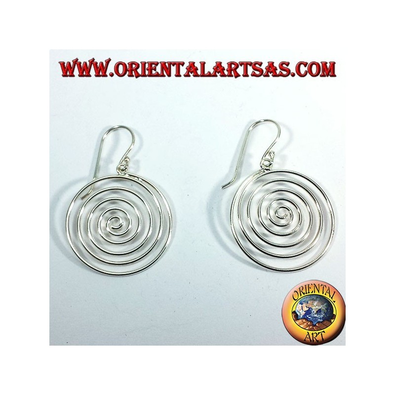 silver earrings, pendant spiral
