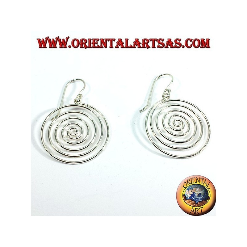 pendientes de plata, espiral colgante
