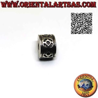 Clip en argent 925‰ pour bracelet charms, lisse avec motif géométrique en bas-relief circulaire