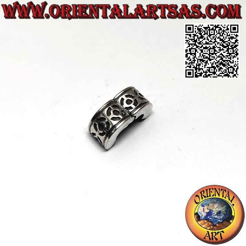 Clip en argent 925‰ pour bracelet charms, lisse avec motif géométrique en bas-relief circulaire