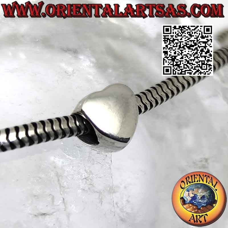 Silver charms in 925 ‰ silver, the three-dimensional smooth heart