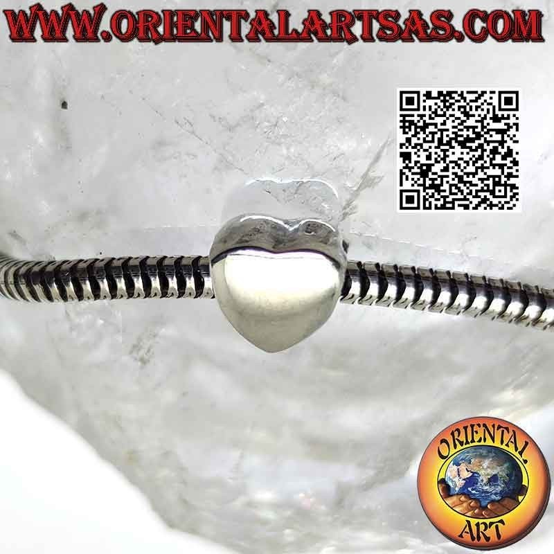 Breloques argentées en argent 925‰, le coeur lisse en trois dimensions