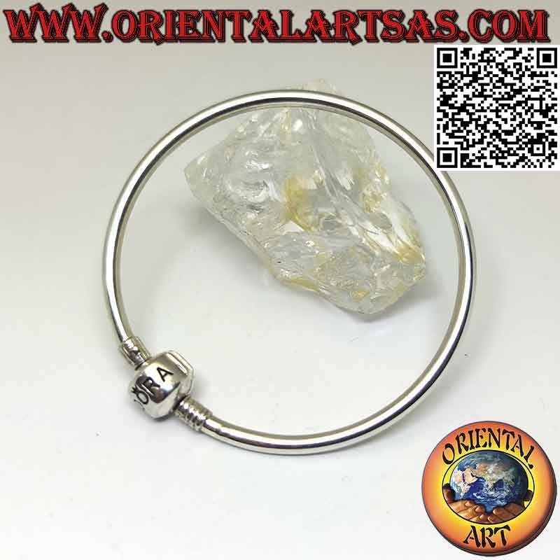 Bracciale charms in argento 925‰, rigido e liscio con chiusura