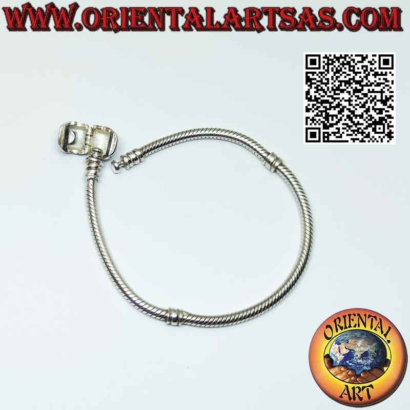 Bracciale charms in argento 925‰, lo snake classico con chiusura (ossidato)