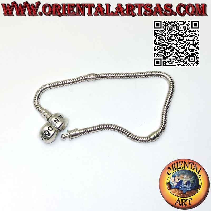Charms bracelet in 925 ‰ silver, the classic snake with closure (oxidized)