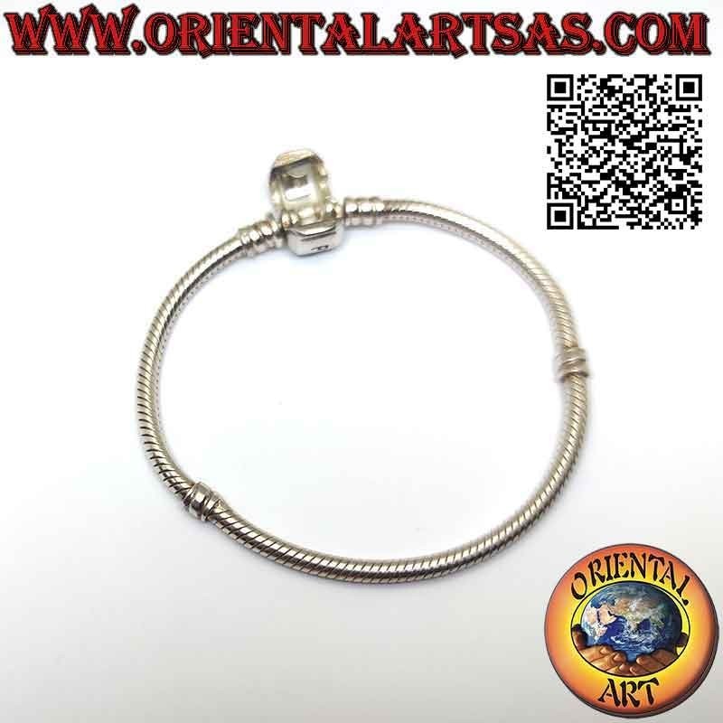Bracciale charms in argento 925‰, lo snake semirigido e spesso con chiusura