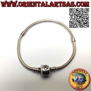 Bracelet charms en argent 925‰, le serpent semi-rigide et épais avec fermoir
