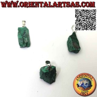 Pendentif Malachite Brute Naturelle | Métal Hypoallergénique
