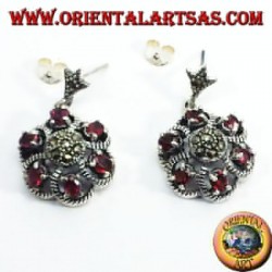 Silber-Ohrringe mit Granat und Markasit