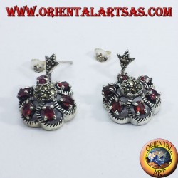 Pendientes de plata con granate y marcasita