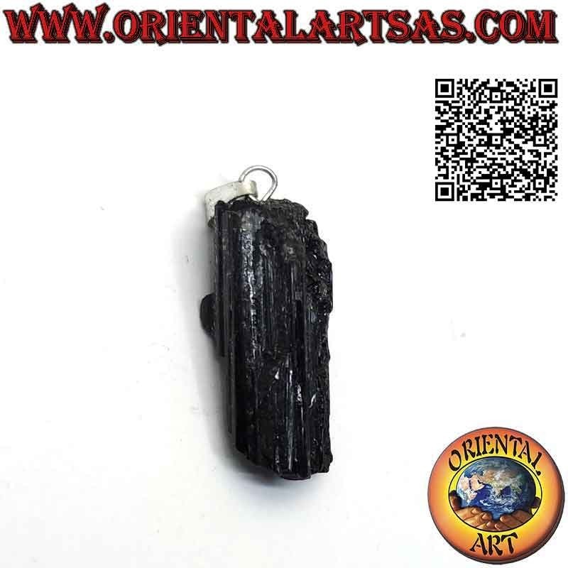 Natural Raw Black Tourmaline Pendant w/ Hypoallergenic Hook | Oriental Art