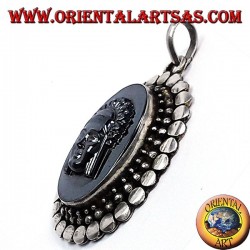 Silver Pendant with Cameo on Hematite