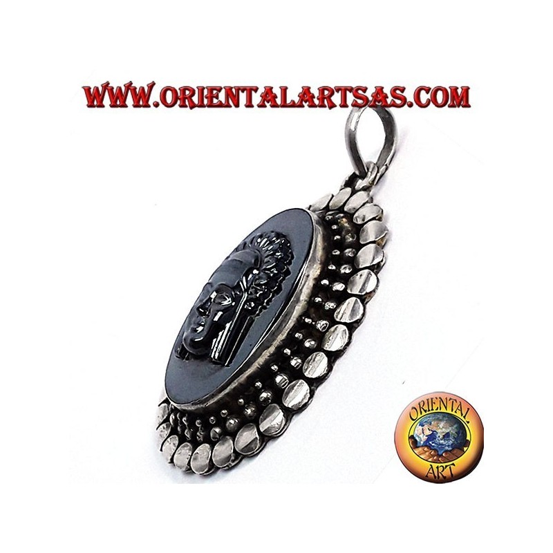 Silver Pendant with Cameo on Hematite
