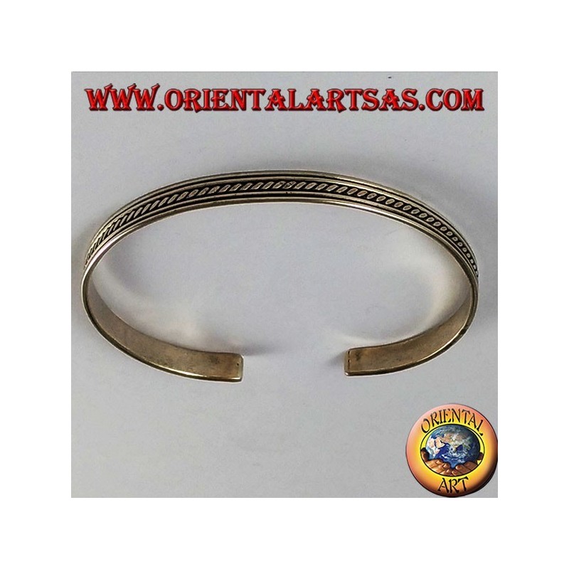 Pulsera de plata rígido con transversal inserta en los rieles