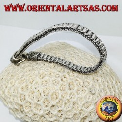 Bracelet plat en argent avec spirales centrales