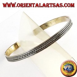 Silver bracelet rigid with transverse inserts into the rails