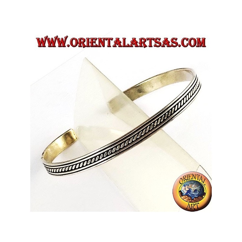 Bracciale d'argento rigido con inserti trasversali nei binari