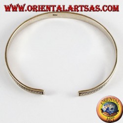 Bracciale d'argento rigido con inserti trasversali nei binari