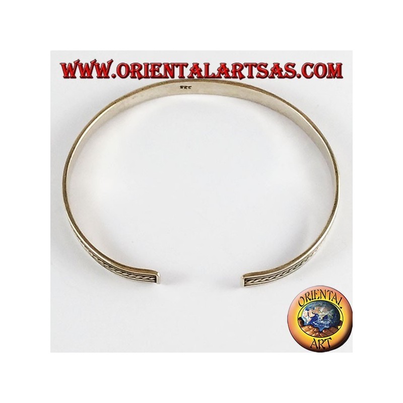 Pulsera de plata rígido con transversal inserta en los rieles