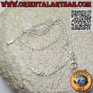 925 ‰ silver chain necklace, round helical diamond "twisted" link (thickness 1.2 mm)