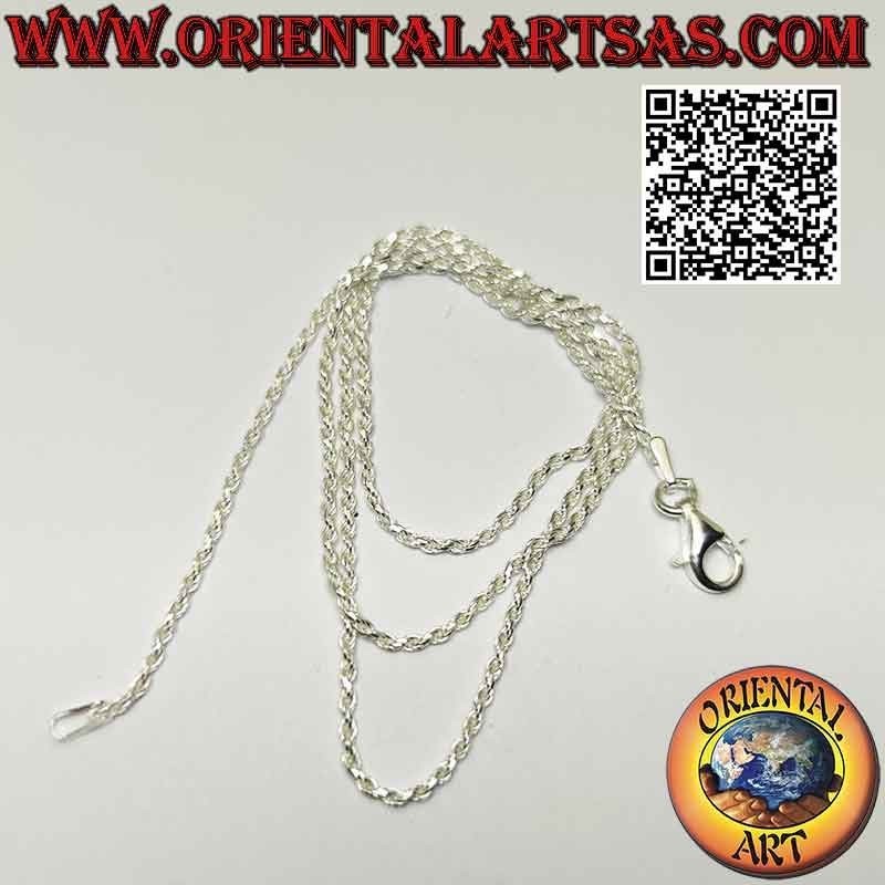 Collar de cadena de plata 925 ‰, eslabón "torcido" de diamantes helicoidales redondos (grosor 1,2 mm)