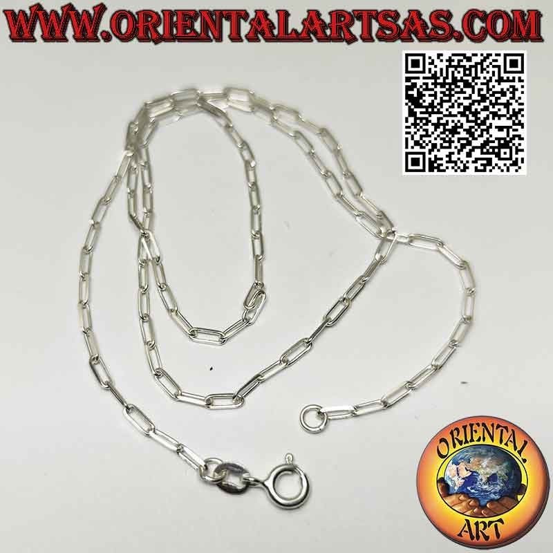 Halskette aus 925 ‰ Silber, mit 2 x 5 mm quadratischen Ringen