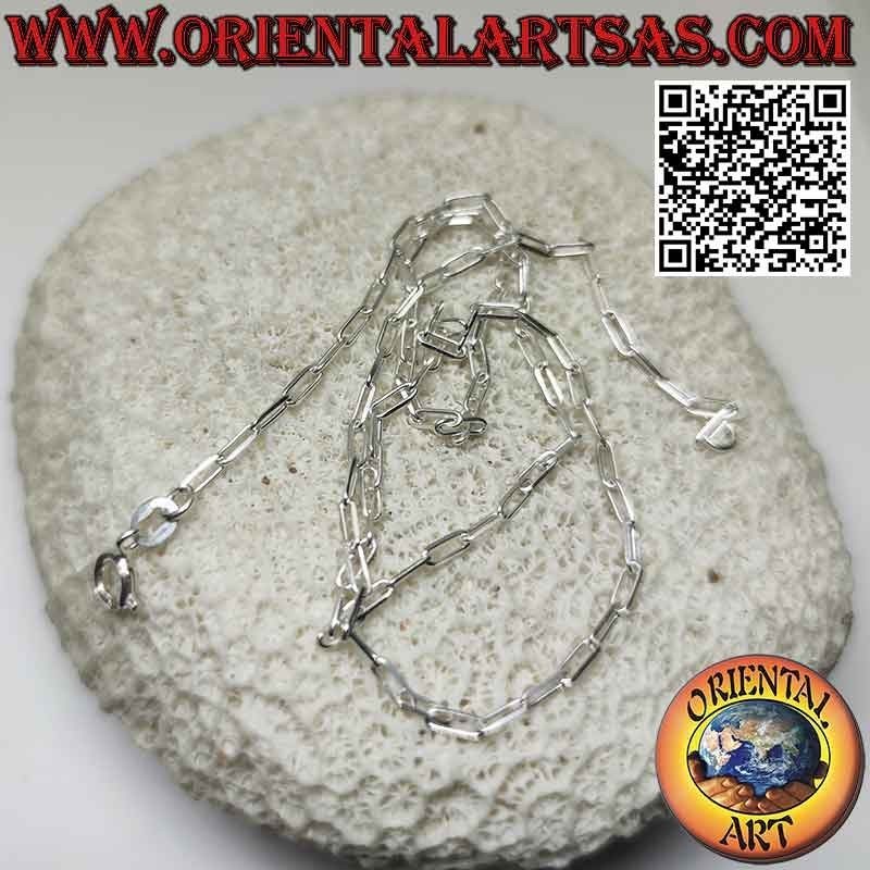 Halskette aus 925 ‰ Silber, mit 2 x 5 mm quadratischen Ringen