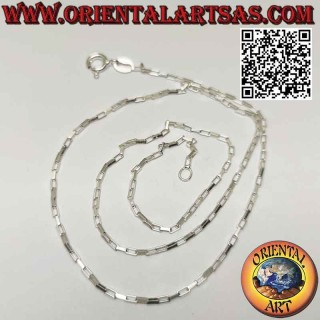 Collier chaîne en argent 925 ‰, avec anneaux carrés 1 x 3 mm