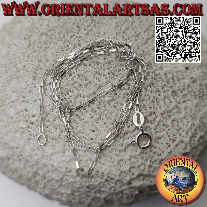 Collier chaîne en argent 925 ‰, avec anneaux carrés 1 x 3 mm